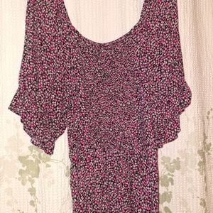 City Chic Pink and Black Flutter Sleeve Blouse